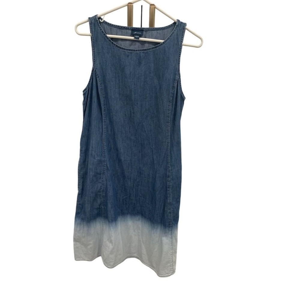 J. Jill Sz S Women's A-Line Sleeveless Knee Length Dress Blue Denim dip dye AK55